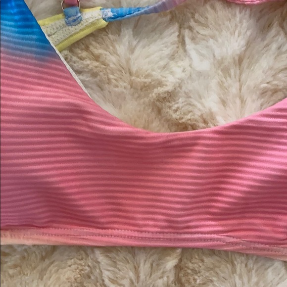 TOPSHOP Tie-Dye Ribbed Crop Bikini Top – Size 10 – Pink, Yellow & Blue – NWT - Picture 7 of 7